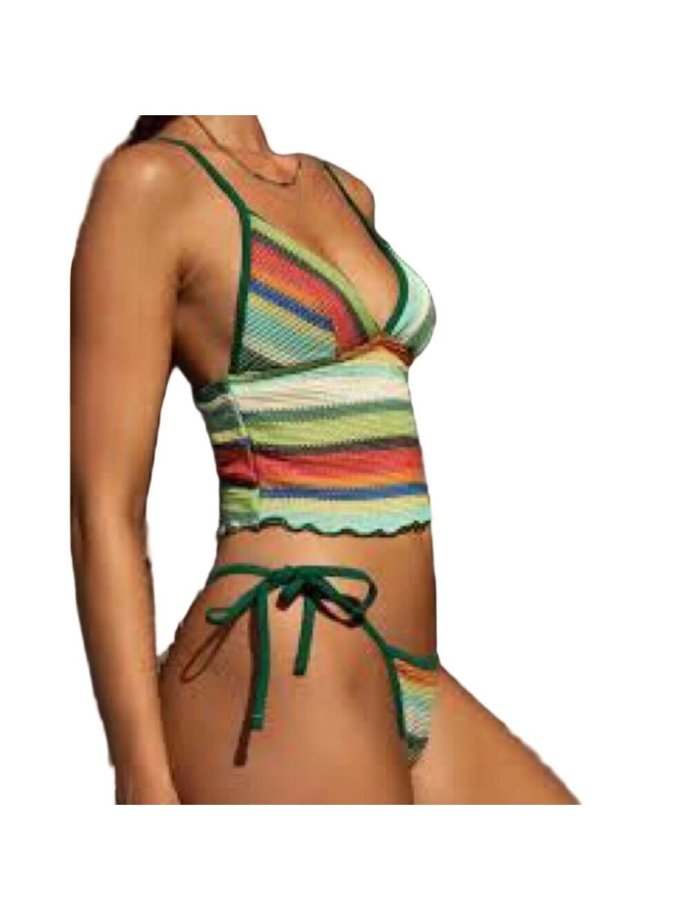 Seamolly Striped Tie Side Tankini Set Sz XL - Picture 2 of 8